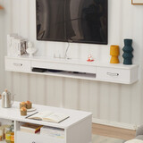 完美木匠 实木壁挂电视柜简约现代悬挂墙上机顶盒置物小户型卧室客厅悬空 纯白色1米电视柜