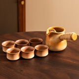 瓷牌茗茶具（cipaiming teaset）茶壶粗陶烧水壶户外酒精炉煮茶壶陶瓷围炉煮茶茶具套装 条纹高瘦言古壶+古鸣6杯