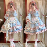 唐努乌（Tang Nu wu）洛丽塔裙子猫爪op学生Lolita 优雅连衣裙小公主裙子正礼物 甜猫猫+围裙 XL 【130-140斤】