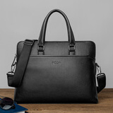 COW公文包头层牛皮大容量男士手提包横款商务包电脑背包 C-8626黑色