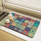 钟爱一生清池系列厨房沥水垫硅藻泥吸水餐桌垫美式水杯碗盘隔热垫台面垫子 池北彩砖 40*50cm【厨房沥水垫】