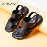 奥康凉鞋男2025新款夏季男士休闲软底沙滩鞋两穿凉拖鞋防滑爸爸皮凉鞋 黑色1225721027N 41