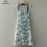 茶光（CHAGUANG）纯棉帆布透气防水女时尚围裙厨房家用做饭小清新围腰上班工作服