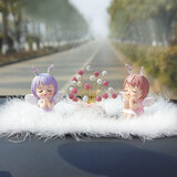 长存（CHAnGCUn）汽车摆件镶钻可爱安妮天使车上中控摆台高档车载装饰车内饰品女神 粉紫安妮+漫天星+大号毛垫