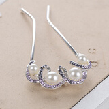 梦逸盘发u形发簪头饰蝴蝶结新娘发饰发卡发箍韩版插梳发梳盘发发饰 U型圆珠紫色