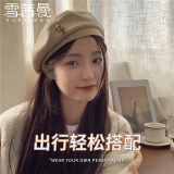 雪茜曼（XUEXIMAN）日系复古卡通小熊棕色毛呢贝雷帽女时髦气质画家帽女