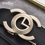 金利来男士皮带情人节腰带韩版礼盒礼盒中年青年商务牛皮裤带生日礼物 金色C形时钟扣 120cm