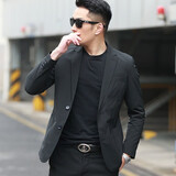 杜宾爵春秋薄款休闲西装男韩版修身单西装上衣轻奢商务青年小西装外套潮 8606黑色 S (165)