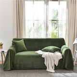 梦源·思家 日式防猫抓沙发套罩盖布简约沙发巾防尘沙发罩全包萬能沙发床毯 菠萝格-军绿 沙发巾200*150cm