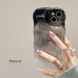 威恺 适用苹果14promax手机壳iphone保护套全包防摔男女款创意保护壳气垫黑灰水墨晕染 iPhone 14