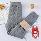 依予青少年高个子校服神器保暖裤初中高中学生女孩男大童三层加厚棉裤 灰色(格子男裤) 180