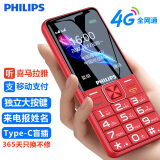 飞利浦（PHILIPS）E139 绚丽红 4G全网通老人手机 超长待机老年机 大字大声大按键学生智能备用功能机