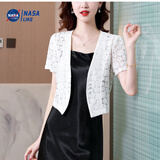 尚简纷小披肩秋季配子外套短袖女蕾丝外披短款配子开衫外搭上衣坎肩 小披肩白色 XL 120-130斤