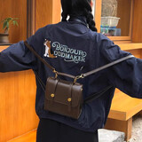 乐卡利小众美式复古搭扣双肩牛津包英伦通勤学生三种背法书包女 咖色搭扣双肩包