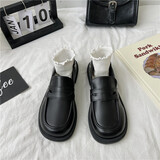 巧丂小皮鞋女英伦风断码2026春夏黑色一脚蹬松糕乐福鞋百搭jk制服单鞋 黑色 38 标准码断码