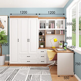 转角书柜电脑桌书桌连体组合衣柜 书架学习桌一体储物柜桌子 右转角加三门2400*1400*2100