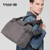 Troop斜跨单肩包男大容量帆布包男旅行袋斜挎休闲手提大包欧美手提包男 黑灰色L853