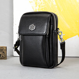 智优安男包休闲单肩斜挎包出差上班肩包小斜跨背包男腰包手机包上班小包 黑色小号A90919