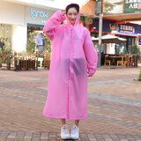 英玛仕 雨衣非一次性防护雨衣男女士长款带帽加厚户外旅游徒步学生雨衣半透明 粉色 L