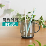 NITORI宜得利家居 家用简约透明牙刷杯子情侣刷牙杯漱口杯带手柄 灰色