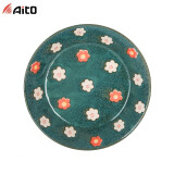 爱陶(AITO)日本原产进口美浓烧日式陶瓷日式料理家用盘碟餐碟饭盘 花朵春意20.5*4CM亮釉面