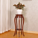 福运宝中式实木榆木花架客厅阳台圆形花台多层置物架吊篮架现代盆栽架子 草花30*30*80