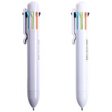 晨光八色圆珠笔按压式油笔多色中性中油笔合一学生用多功能笔0.7黑色子弹头彩色笔做笔记用红色蓝色 2支八色笔/1支白杆+1支灰杆