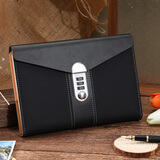 朗捷 密码锁笔记本本子手包式密码本带锁日记本高颜值加厚记事本简约笔记本文具礼盒装定制  黑色