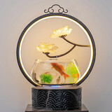 人文家居 创意流水摆件循环水鱼缸客厅办公室桌面景观装饰工艺礼品 【闪电发货】+金边莲花+配雾化器