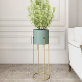 悠雪 北欧铁艺花架置物花架室内客厅简约轻奢花架子阳台绿萝花盆架落地式 蓝色大号【铁桶】