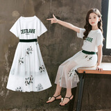 森葩童装女童连衣裙夏装2021新款套装裙4-12岁儿童装洋气连衣裙大童公主裙子夏季小女孩衣服潮 白色绣花裙 150(建议身高145左右)