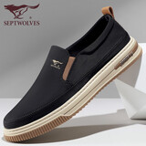 七匹狼休闲鞋男鞋秋冬季男士布鞋简约板鞋一脚蹬懒人鞋子透气防臭 黑色 42 -尺码偏大