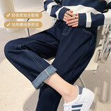 米度丽孕妇裤春夏外穿牛仔裤直筒春秋季薄款透气孕妇装春秋时尚显瘦 20069-蓝色 适合15~25℃ XXL（推荐尺码：适140-170斤）