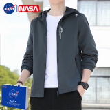 TIRE联名NASA官方外套男夏季新款男装夹克商务休闲春秋免烫抗皱上衣服 9979深灰(连帽款)不加绒 XL（偏小，建议115-130斤）