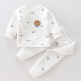 承承鹿0-1岁新生婴幼儿保暖贴身套装秋冬夹棉内衣无骨打底分体家居衣服 夹棉套装D05和D06小汽车蓝 59 (均 码) 【7-12斤】