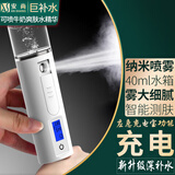 安尚注氧仪家用补水仪纳米喷雾器脸部美容仪保湿神器面部水加湿仪器蒸脸仪送老婆母亲女朋友生日礼物 充电 40ml 纳米喷雾 充电宝功能 智能测肤 白
