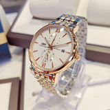 罗宾尼（LOBINNI）瑞士认证品牌男士手表全自动机械表十大名表七夕情人节礼物送男友 旗舰版【玫壳白面】钢带款