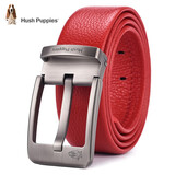 暇步士（Hush Puppies）本命年红腰带男针扣真皮皮带头层牛皮男士红色裤带蛇年本命年礼物 红色947W 115cm