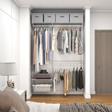 美达斯1.5米金属衣帽间小户型开放式衣帽架卧室收纳衣橱全屋定制 1.5米金属衣柜方案-8（包安装）