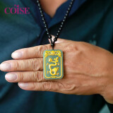 COISE 黄金吊坠男足金镶和田玉项链男士龙吊牌玉佩挂件毛衣链送老爸 龙牌男士吊坠 金镶玉男士项链-玛瑙款