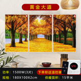 暖狮 石墨烯壁画式电热取暖器家用电暖器电暖气节能省电碳晶墙暖电暖画电热板取暖画壁挂式取暖电器 黄金大道 3片1500W(供暖15-16平方）