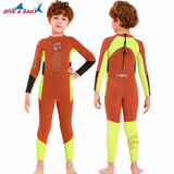 DIVE SAIL 儿童泳衣2.5MM中大童加厚防寒保暖冬季保温长袖连体防晒专业游泳训练潜水服 桔色A 后开拉链（M150501） L(建议120-130cm/20-28kg)