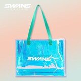 SWANS 游泳包女镭射透明果冻包新款时尚百搭手提包防水运动瑜伽收纳包 幻彩绿（横版）