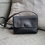 ANDSEEYOU单肩包女秋冬新款包包女文艺小清新头层牛皮小方包真皮女包斜挎包 黑色