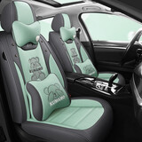 车鞍 新款免洗科技布汽车坐垫四季通用汽车座套座垫布艺全包 皮拼科技布-薄荷绿-尊享版 五座通用-留言车型