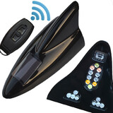 车闪鲨鱼鳍天线汽车装饰灯炫酷改装氛围灯防水LED车顶灯夜间个性车饰 黑：新版18灯（爆闪+遥控+收音）