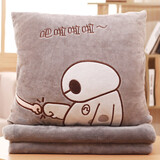 天丂 暖手抱枕被子二合一加厚毯子汽车车载两用办公室家用午睡毯便携 【灰色巴啦啦】1*1.7米大毯