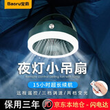 宝茹 宿舍吊扇USB户外露营遥控悬挂式小型电风扇帐篷可充无线便携迷你寝室蚊帐床上铺静音桌面壁挂带灯 绿色【赠S挂钩】线长2米