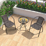 紫叶（ziye）阳台桌椅三件套户外桌椅仿藤椅小茶几组合铁艺休闲简约阳台小桌椅