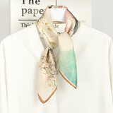 达芬奇密码纯真丝小方巾女装 春秋季薄款气质百搭桑蚕丝小方巾 节日生日礼物 醉恋槐香 香槟色